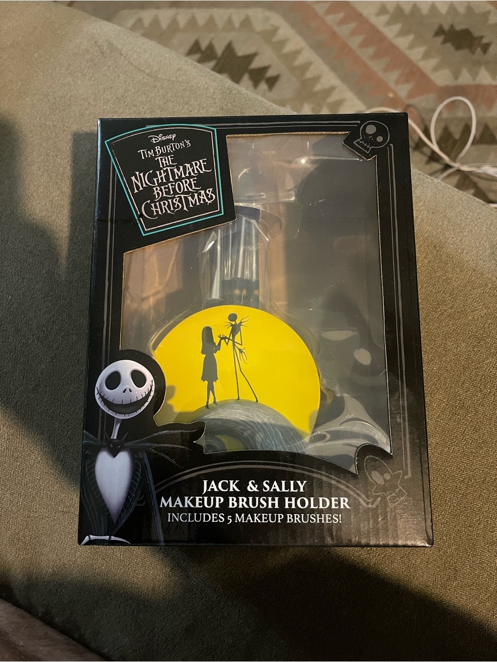 Disney The Nightmare Before Christmas Jack & Sally Brush Holder - Black & Yellow
